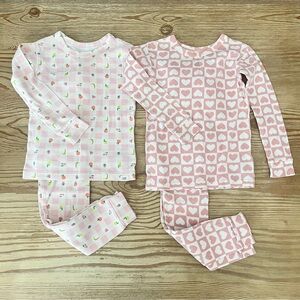 GAP Pink Heart and Fruit Patterned Kids Pajamas Sets
